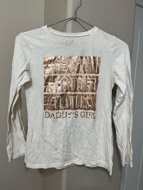Place Cream Long-Sleeve Top with Rose Gold Foil Slogan